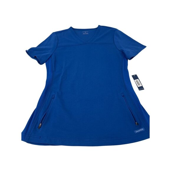 Jaanuu Fit & Flare Scrub Top, Navy Blue, V-Neck Short Sleeve, Size: M, NWT - Picture 7 of 9